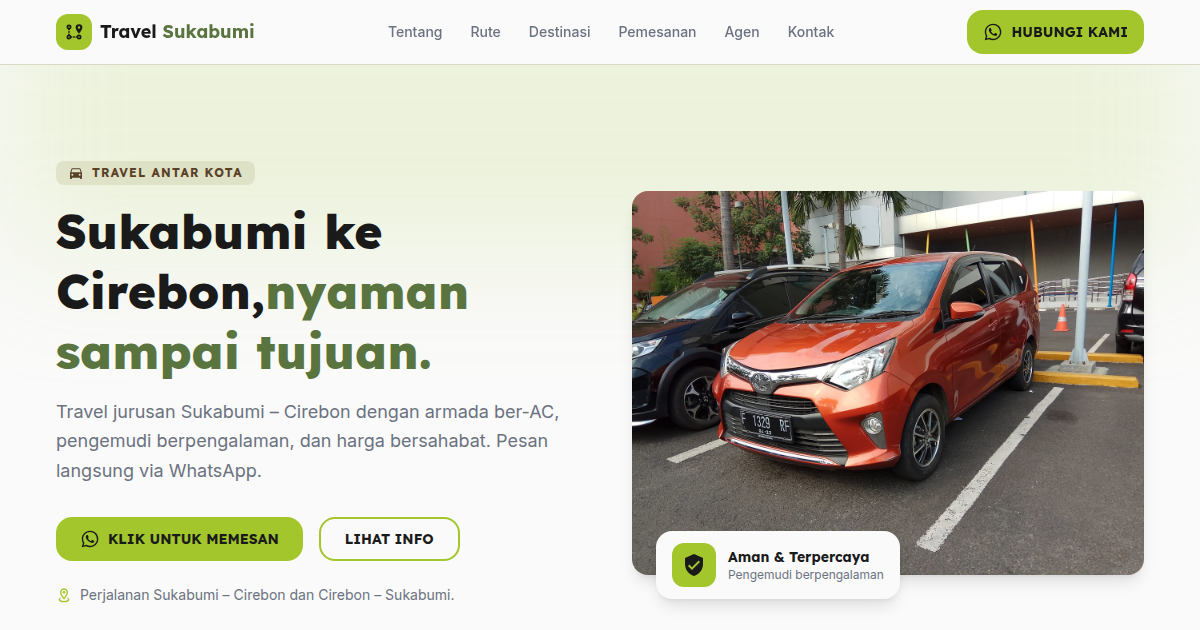 Preview landing page Travel Lokal Wisata 